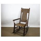 Old Hickory Tall Back Rocker w/ Woven Seat & Back