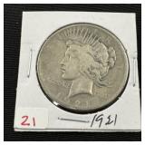 1921 Peace Silver Dollar