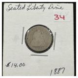 1887 Seated Liberty Dime