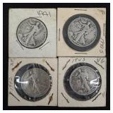 4 Walking Liberty Silver Half Dollars