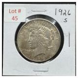 1926-S Peace Silver Dollar