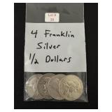 4 Ben Franklin Silver Half Dollars
