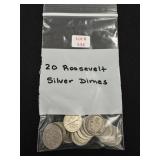 20 Roosvelt Silver Dimes - 90% Silver