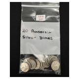 20 Roosvelt Silver Dimes - 90% Silver