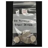 20 Roosvelt Silver Dimes - 90% Silver