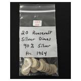 20 Roosevelt Silver Dimes - 90% Silver