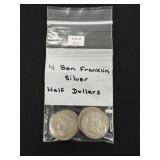 4 Ben Franklin Silver Half Dollars