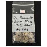 20 Roosevelt Silver Dimes - 90% Silver