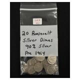 20 Roosevelt Silver Dimes - 90% Silver