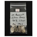 20 Roosevelt Silver Dimes - 90% Silver