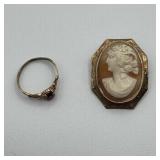 10kt Gold Ring & Cameo - 3.5 dwt