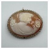 14kt Gold Cameo Pin / Pendant - 1 1/2' wide