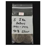 5 Ike Dollars (1971-1976)  40% Silver