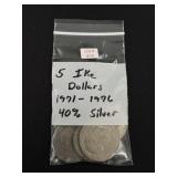 5 Ike Dollars (1971-1976)  40% Silver