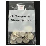 20 Roosevelt Silver Dimes - 90% Silver