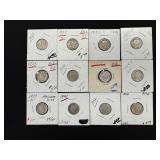 12 Mercury Silver Dimes - 90% Silver