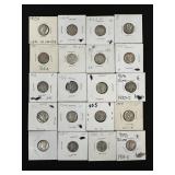 20 Mercury Silver Dimes - 90% Silver