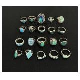 20 Silver & Southwestern Rings - 2.1 troy oz
