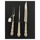 3 Piece Cutlery Set w/ Sterling Silver Handles