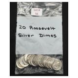 20 Roosevelt Silver Dimes - 90% Silver