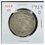 1934-D Peace Silver Dollar