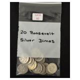 20 Roosevelt Silver Dimes - 90% Silver