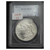 1881-S Morgan Silver Dollar (Graded MS-63)