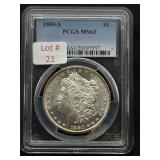 1880-S Morgan Silver Dollar (Graded MS-63)