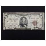 $5 U.S. Bank Note - New York, NY - Series 1929
