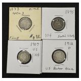 4 Silver Dimes - 90% Silver