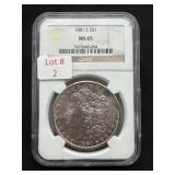 1881-S Morgan Silver Dollar (Graded MS-65)