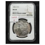 1882-S Morgan Silver Dollar (Graded MS-64)