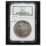 1881-S Morgan Silver Dollar (Graded MS-62)