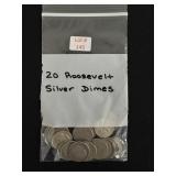 20 Roosevelt Silver Dimes - all 90% Silver