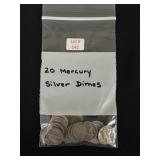 20 Mercury Silver Dimes - all 90% Silver