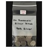 20 Roosevelt Silver Dimes - All 90% Silver