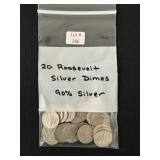 20 Roosevelt Silver Dimes - All 90% Silver
