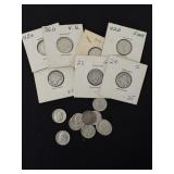 17 Silver Dimes - Mercury & Roosevelt - 90% Silver