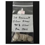 20 Roosevelt Silver Dimes - 90% Silver
