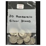 20 Roosevelt Silver Dimes - 90% Silver