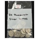 20 Roosevelt Silver Dimes - 90% Silver