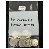20 Roosevelt Silver Dimes - 90% Silver