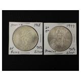 2 Mexican Silver Coins - 72% Silver