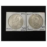 2 Mexican Silver Coins - 72% Silver