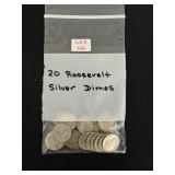 20 Roosevelt Silver Dimes - all 90% Silver
