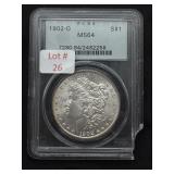 1902-O Morgan Silver Dollar (Graded MS-64)