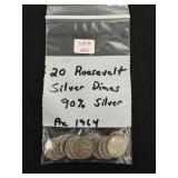 20 Roosevelt Silver Dimes - 90% Silver