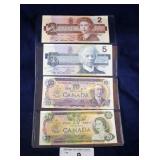 (4) BANK NOTES FROM CANADA (1971 - 1986),