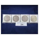 (4) MORGAN SILVER DOLLARS: 1880, 1883,