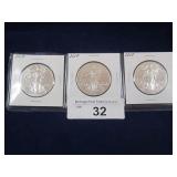 (3) 2017 1 OZ SILVER AMERICAN EAGLES;